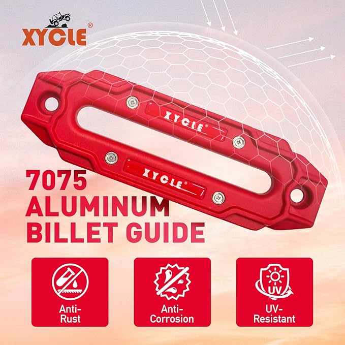 Winch Fairlead with Tow Hook,7075 Aluminum Hawse Fairlead with High Strength Alloy Steel Forged Winch Hook, 20000lb Winch Fairlead Hook (Red)