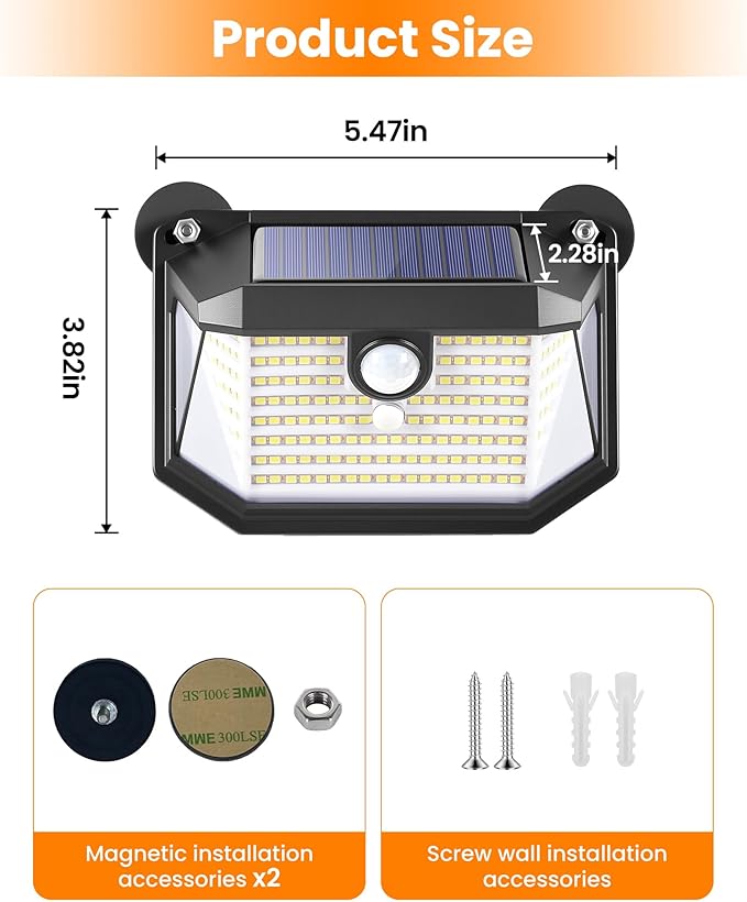 LUHLEE 178 LED Magnetic RV Solar Lights Outdoor, 800LM Ultra-Bright RV Porch Light with Motion Sensor, Strong Magnets IP65 Waterproof rv Lights Exterior for Awning Camper Trailer Porch (4 Pack)