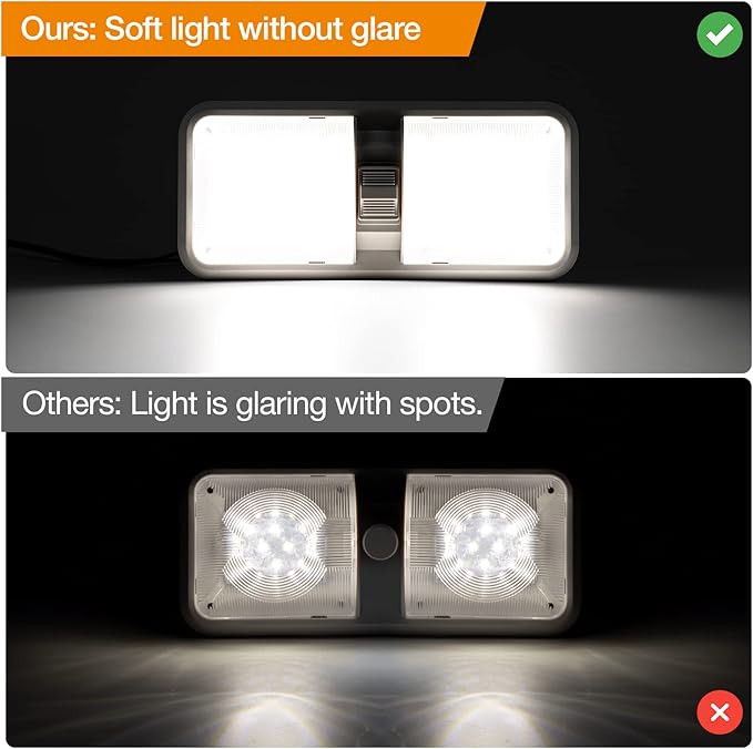 RV Lights Interior, 12 Volt Led Lights 1000LM, Camper Lights 8W, RV Led Lights Interior Fixtures 12V, RV Ceiling Dome Light with Switch for RV/Camper/Trailer/Boat/Car (Natural White, 2Pack).