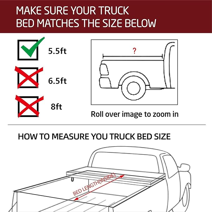 Kikito Professional FRP Hard Tri-Fold Truck Bed Tonneau Cover for 2015-2025 Ford F-150 5.5ft 67.1in Bed