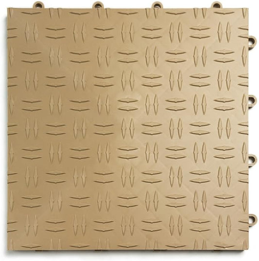 Big Floors GarageTrac Diamond, Interlocking Non-Slip Garage Flooring Tile, Durable, Modular, Heavy-Duty Copolymer, Easy Install (Beige, 24 Pack of 12 x 12" Tiles)
