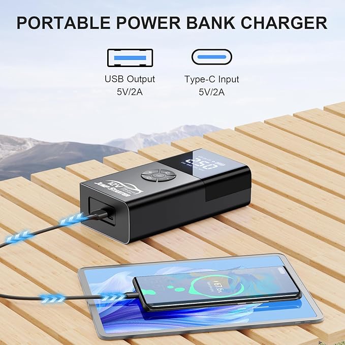 Jump Starter with Air Compressor, 8000A 180PSI, Portable Car Battery Jump Starter (All Gas/12L Diesel) 12V Automobile Jump Box Pack Chargers with Jumper Cables, 4-Mode LED Lights (Black)