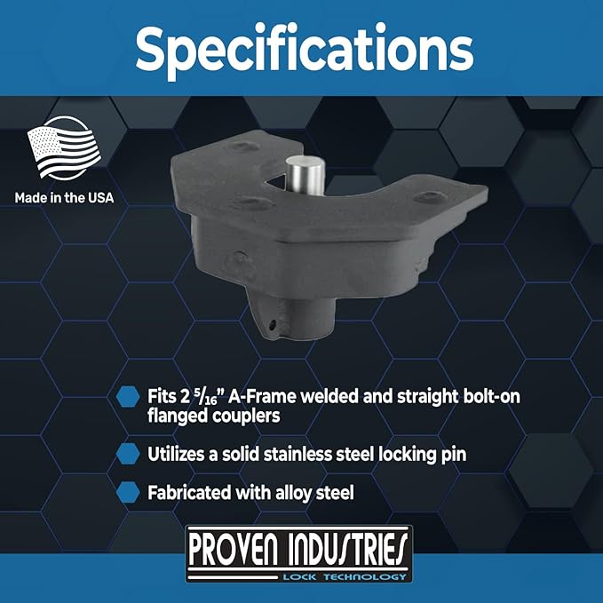 Proven Locks Model S175: Trailer Hitch Lock,Select for 2-inch or 2 5/16-Inch Coupler Size (2 5/16-Inch (Welded))