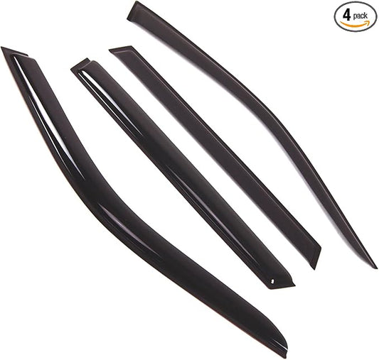 TuningPros Outside Mount Window Vent Visors Rain Guards Compatible with BMW X5 2007-2013 | Side Window Wind Deflectors Rain Shields | Smoke Tinted, 4 Pcs Set, DGWV-519