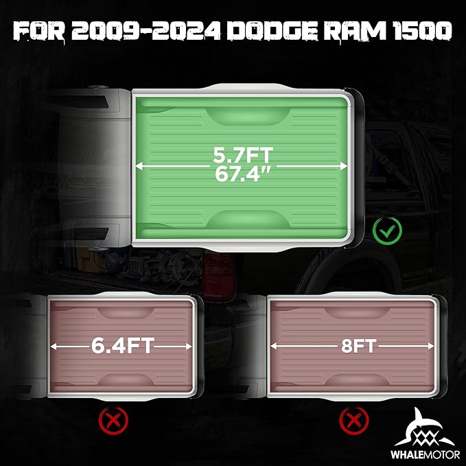 Truck Bed Tonneau Cover Compatible with Dodge Ram 1500(2009-2024) Classic&New 5.7 ft Short Box w/o Rambox, Soft Folding(Tri Fold) Style