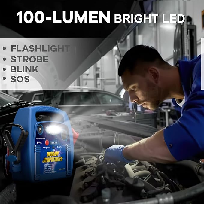 Jump Starter with Air Compressor,1000A Car Battery Jumper Starter 260 PSI Tire Inflator,6 in 1 Auto Lead-Acid Battery Booster Jump Starter for Up to 10.0L Gas or 8.0L Diesel with LED Light