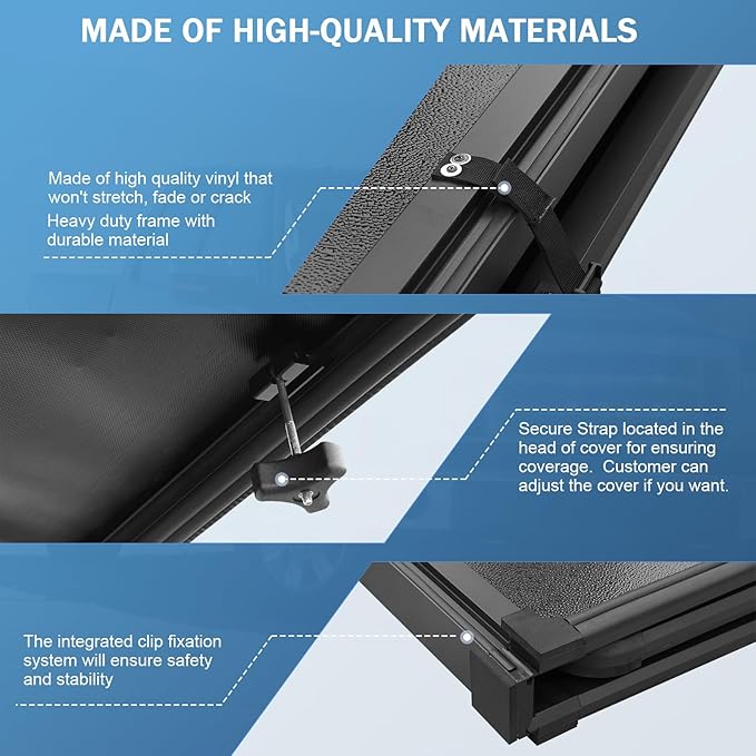 Hard Tri-Fold Truck Bed Tonneau Cover Compatible with 2002-2008 Dodge Ram 1500 2500 3500 6.5FT Bed