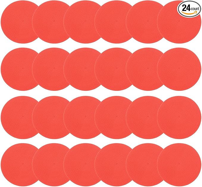 PATIKIL 4 Inch Poly Spot Markers, 24Pcs Non Slip Rubber Floor Dots with Storage Bag Flat Agility Cones for Sports Training Basketball Football
