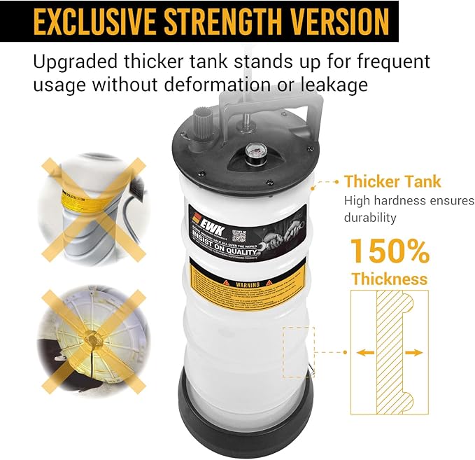 EWK 8L Heavy Duty Manual Oil Extractor Change Pump, Fluid Extractor with Reinforced Tank, Oil Change Pump for Auto Car, Boat, Motorcycle