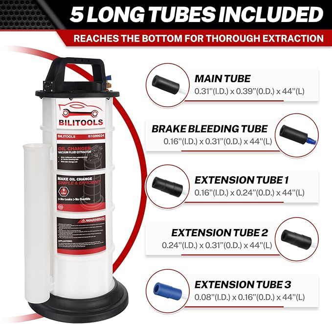 BILITOOLS 9L Pneumatic Oil Extractor Pump, Vacuum Fluid Extractor for Automotive Engine Oil Change Large Capacity 2.4 Gallon for Boat Marine Jetski ect.