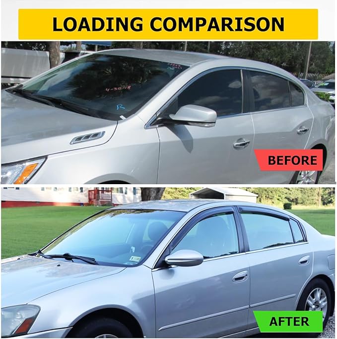 Side Window Visor Vent Deflectors fit for 2010-2016 Buick Lacrosse,4pcs Out-Channel Tape On Dark Smoke Sun Rain Guards 94215