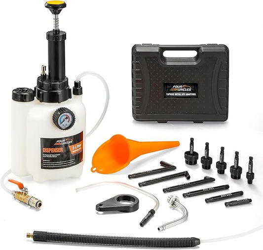 FOUR UNCLES 3L Transmission Fluid Pump - Manual Fluid Transfer Pump with 13 pcs Metal ATF Adapters for Automotive Use, Transmission Fluid Transfer Pump kit