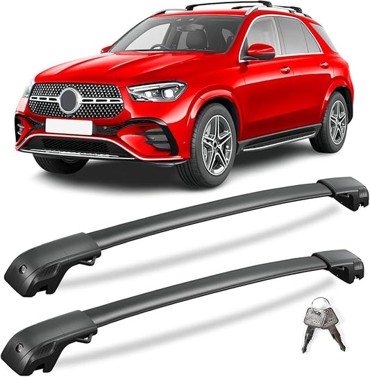 KINGGERI 300lbs Lockable Roof Rack Cross Bars Compatible with Mercedes Benz GLE 2015-2025 with Raised Side Rails, Heavy Duty Aluminum Roof Rails Crossbars Luggage Accessories