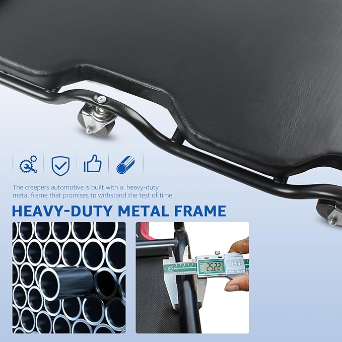 HKTE 44 inches Heavy Duty Garage Creeper, Low Profile Design, Durable Metal Frame, Comfortable Pillow