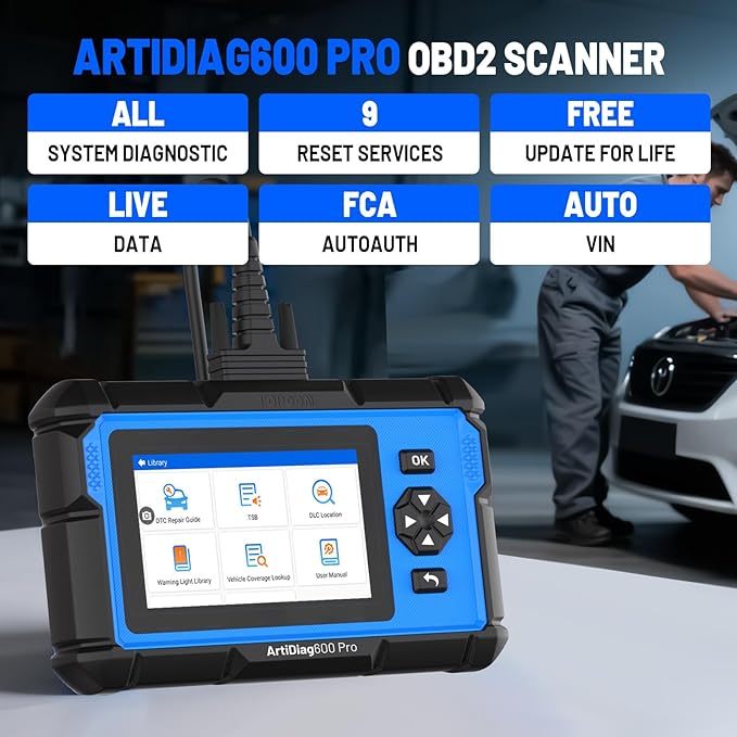 TOPDON ArtiDiag600 Pro, OBD2 Scanner Diagnostic Tool for All Systems, Code Reader Scan Tool with 9 Essential Maintenance Functions, Upgraded Version of AD600S/AD500, Lifetime Free Update