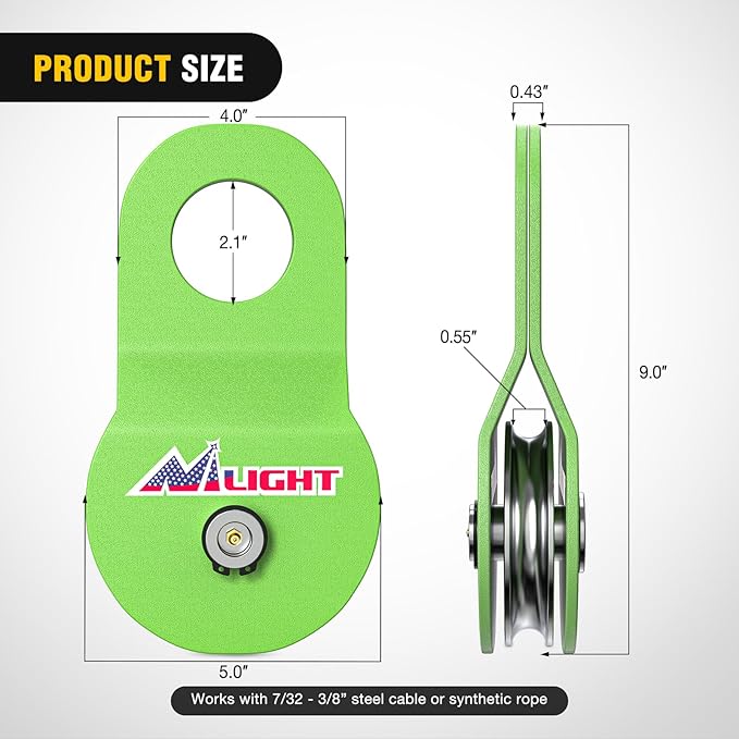 Nilight 8 Ton Winch Snatch Block Towing Pulley Blocks 17,000 LBS Capacity (Green), Winch Hook Accessories, Heavy Duty Offroad Recovery Accessory for Truck, Tractor, ATV & UTV