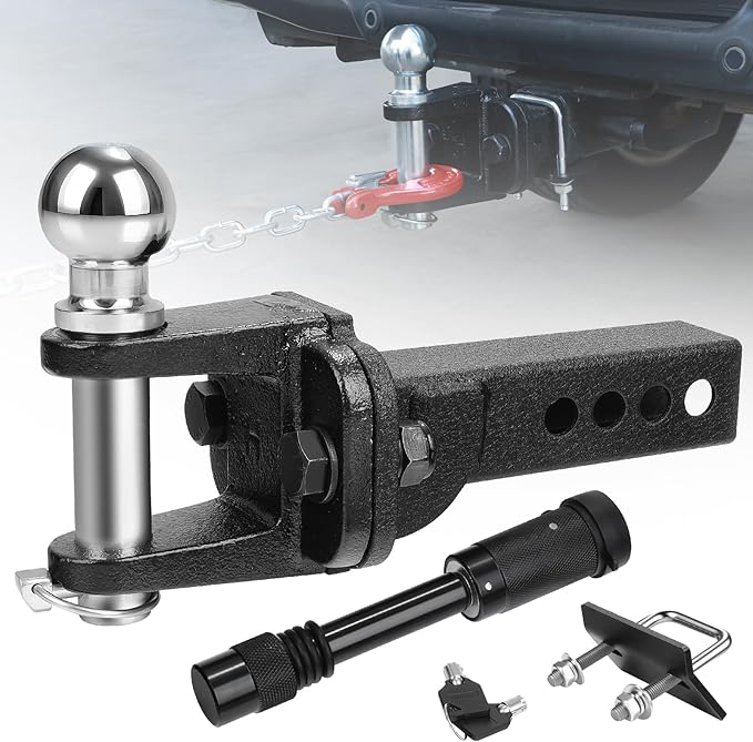 Trailer Hitch Ball Mount with 2" Trailer Ball, Universal Fits 2" Receiver of Trucks SUV Car Van ATV, 8000 LBS GTW, Heavy Duty Carbon Steel Truck Hitch, Multi Scenario Use Tow Hitch