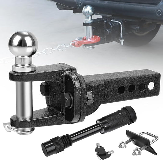 Trailer Hitch Ball Mount with 2" Trailer Ball, Universal Fits 2" Receiver of Trucks SUV Car Van ATV, 8000 LBS GTW, Heavy Duty Carbon Steel Truck Hitch, Multi Scenario Use Tow Hitch