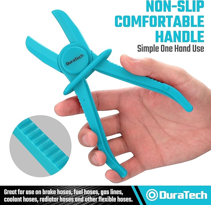 DURATECH 6-Piece Hose Clamp Pliers Set - Pinch Clamp Pliers for Flexible Hoses, Fuel, Gas, Brake & Radiator Lines (Blue)