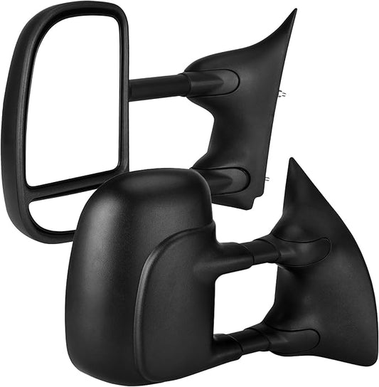 DWVO Side Towing Mirrors Compatible with 1999-2016 Ford F250 F350 F450 F550 Super Duty, 2001-2005 Ford Excursion, Power Heated, Manual Folding, Pair Set