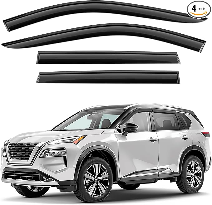 Window Deflectors Smoke Tinted Tape-On Side Window Vent Visor Deflectors Rain Guards Compatible with Rogue 2021-2026 - 4pcs. GW0298