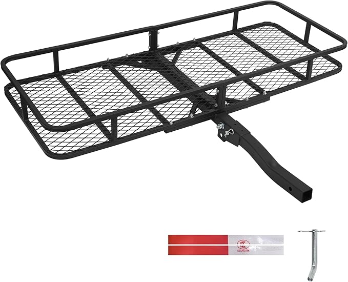 Leader Accessories Trailer Hitch Cargo Carrier Rack, 60"x24"x6" Folding Cargo Carrier Hitch Mount, Vehicle Cargo Basket for SUV, RV, Truck, Van, Fits 2" Receiver 500 lbs Load Capacity