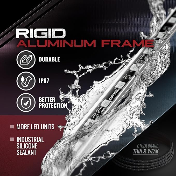 OPT7 Aura Aluminum Underglow for RV Exterior Lights w/Remote Control, 12V LED Waterproof Light Bars, Camper Van Neon Underbody Music Lighting Kit, RGB Multicolor Motorhome Travel Trailer Decoration