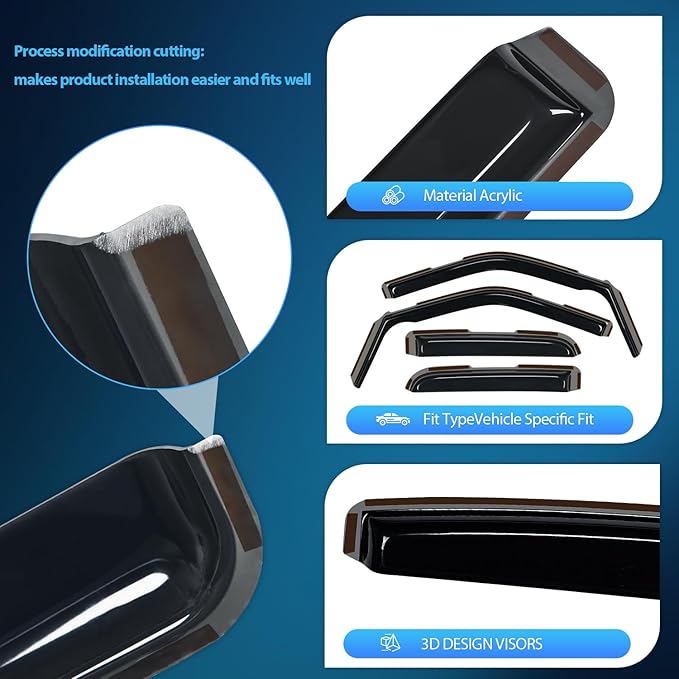 Nilight in-Channel Rain Guards for Ford F150 2021 2022 2023 2024 Super Cab, F250 F350 F450 F550 2023 2024 Super Duty Super Cab,Vent Window Visors, Original Window Deflectors-4PCS