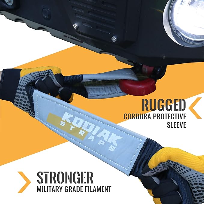 Tree Saver Winch Strap (8' x 3") – 35,000 lbs Heavy Duty for Off-Road Towing and Recovery by KODIAK STRAPS Black