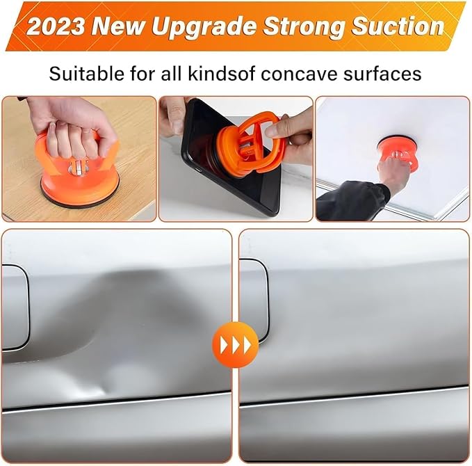 Dent Puller,Car Dent Puller 3 Pack Dent Remover Tool Dent Removal Kit for Car Suction Cup Dent Puller and Dent Repair Kit for Car Body,Screen,Tiles Lifting,Objects Moving(Orange+Yellow+Black)