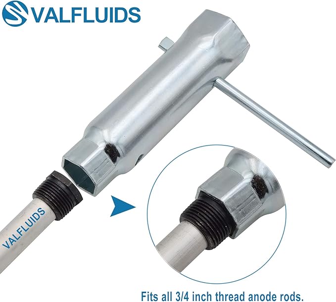 Hex Socket Wrench Removal Tool, For Screw-in Water Heater Element and Anode Rod,1-1/16" x 1-1/2" x 6" Length