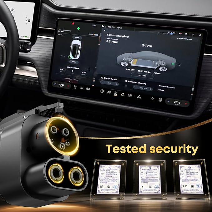 NACS to CCS Adapter, 500A/1000V fit for V3/V4 Tesla Supercharger, Nacs DC Adapter Compatible with Ford, Rivian, GM, Volvo, Polestar, Nissan, Mercedes-Benz, Hyundai, Lucid, Kia, Genesis