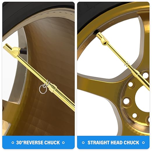 MEANLIN MEASURE 10PCS Gold Double Straight Type Tire Pressure Gauge, Dual Head Air Pressure Gauge, Pressure Range 10-150 Psi (Suitable for Trucks, etc.)