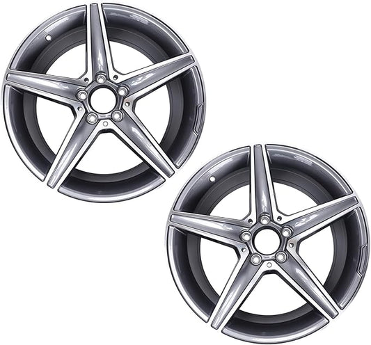 New 18" x 8.5" Aluminum Alloy Replacement for OE Wheel Rim Compatible with E-Class 2014–2017 E250 / E300 / E350 –Fits for Front and Rear Wheel, Machined Gray, 2 Sets