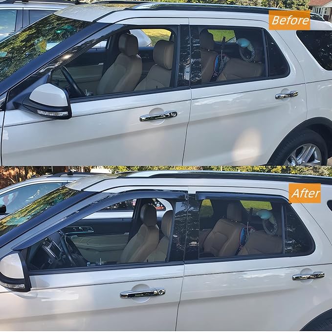 Rainproof Sunproof Side Window Wind Deflector, 4pcs in Channel Protective Replacements Rain Guards Set,Window Visor fit for 2014-2018 Chevrolet Silverado/GMC Sierra 1500/2500HD/3500HD 194528