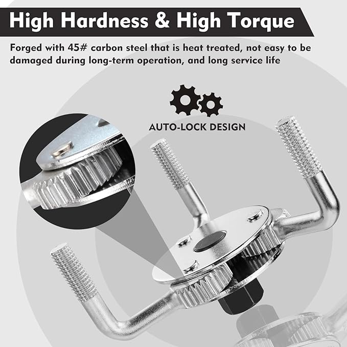WORKPRO Adjustable Oil Filter Wrench, Universal 3"–5-1/2" (76–140mm) Heavy Duty 3-Jaw Oil Filter Removal Tool, Professional Auto Repair Tool for Car, Truck, SUV, Tractor, and Motorcycle