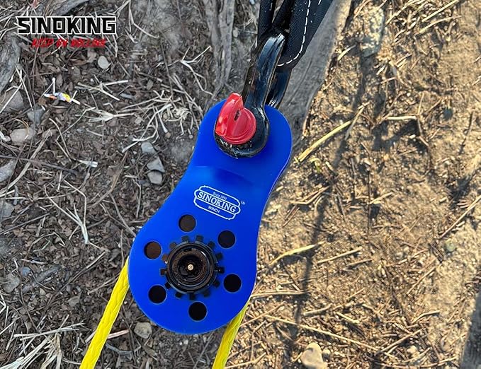 SINOKING Universal Fit Winch Snatch Block 22000lbs/10T Max Load Snatch Block Heavy Duty Rope Pulley Winch Accessories Blue Textured Coating (Blue)