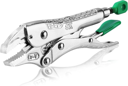 SK 5" Curved Jaw Locking Pliers, Premium CR-V Construction, Ergonomic Anti-slip Handle, Ideal for Welding or Assembly
