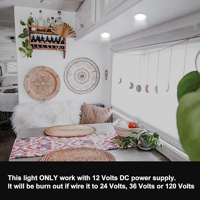 Facon 5Inch 12V LED Puck Light RV Interior Light, Aluminum Slim Recessed Mount Panel Light, 12Volts RV Light Fixture for Van Camper Trailer Motorhome Boat (5Packs, 5Inch 3500K)