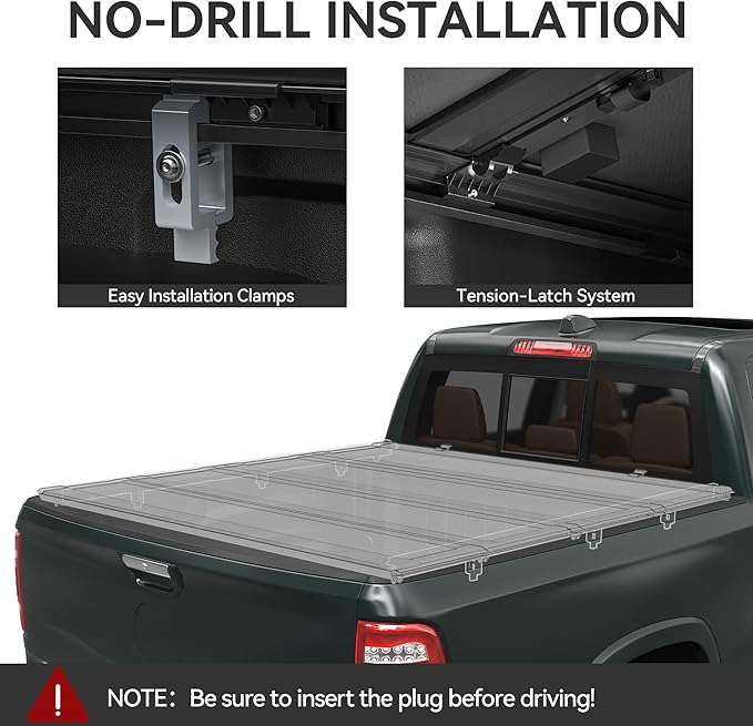 AUTOSAVER88 Low-Profile Hard Quad Fold Truck Bed Tonneau Cover Fit for Ford F-150 F150 2015-2025 with 5.5ft Bed