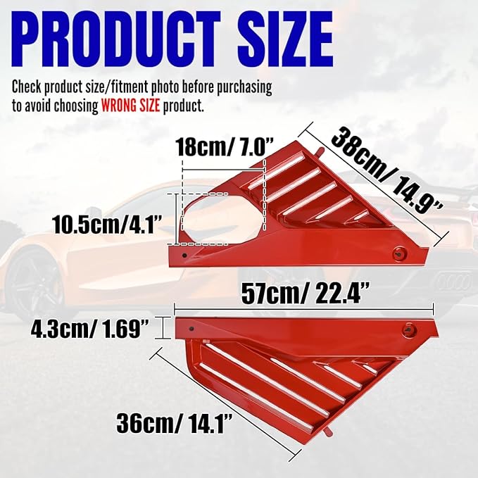 2Pcs Red Engine Bay Panel Cover,Rear Engine Covers Left Right Engine Case Guards Protector Compartment Filler Covers for Corvette C8 Stingray 2020+ for C8 Z06 2023+