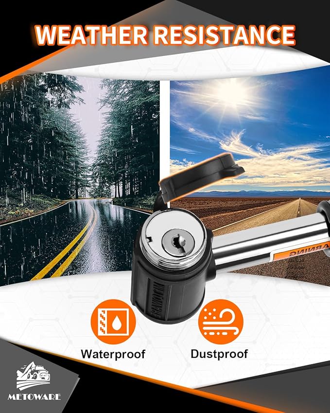 METOWARE Swivel Head Trailer Hitch Receiver Lock, Stainless Steel, 1/2" Diameter Pin Lock with 5/8" Adapter, 2-3/4" Pin Fits 2" Receiver, Class III & IV