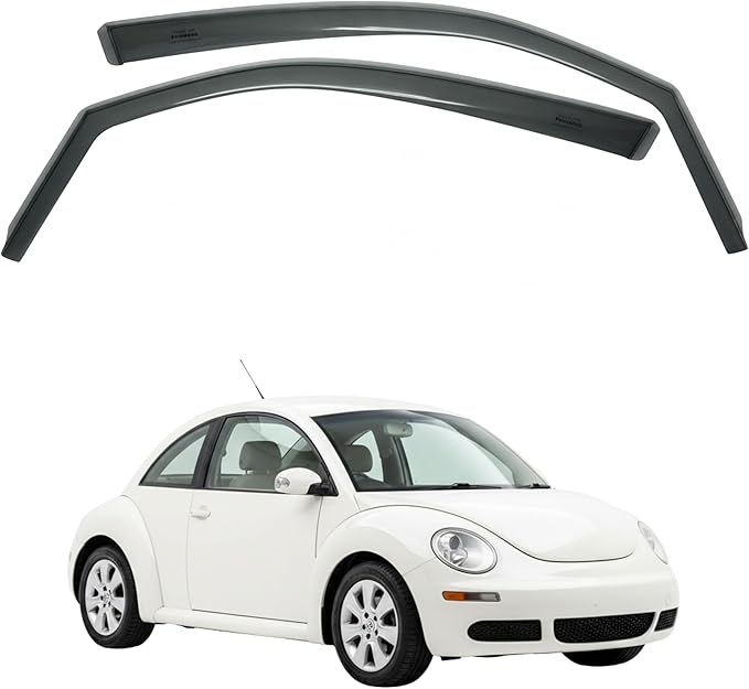 in-Channel Car Window Rain Guard Compatible with VW Beetle fit: :1999-2012 Front 2pcs, Taiwan Made Precise & Transparent Car Wind Deflectors No Water Leakage Visors