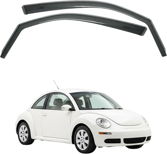 in-Channel Car Window Rain Guard Compatible with VW Beetle fit: :1999-2012 Front 2pcs, Taiwan Made Precise & Transparent Car Wind Deflectors No Water Leakage Visors