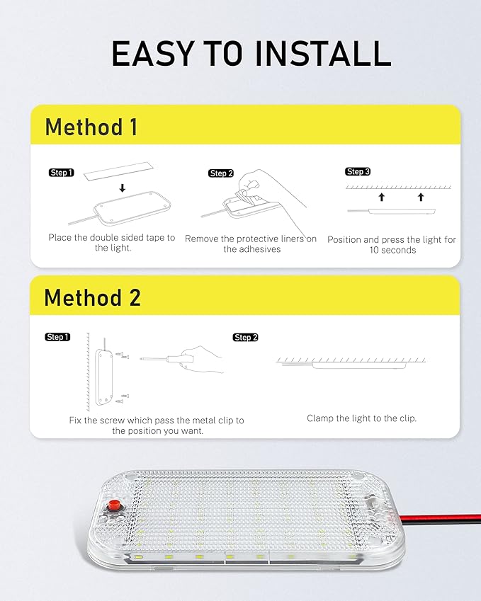 Dome Light for RV Interior, 48LED 800LM Ultra Bright 12 Volt LED White Lights, RV Ceiling Light with Switch Control, Ideal for Car Van Truck Camper Lorry Motorhome Boat(6 Pack)