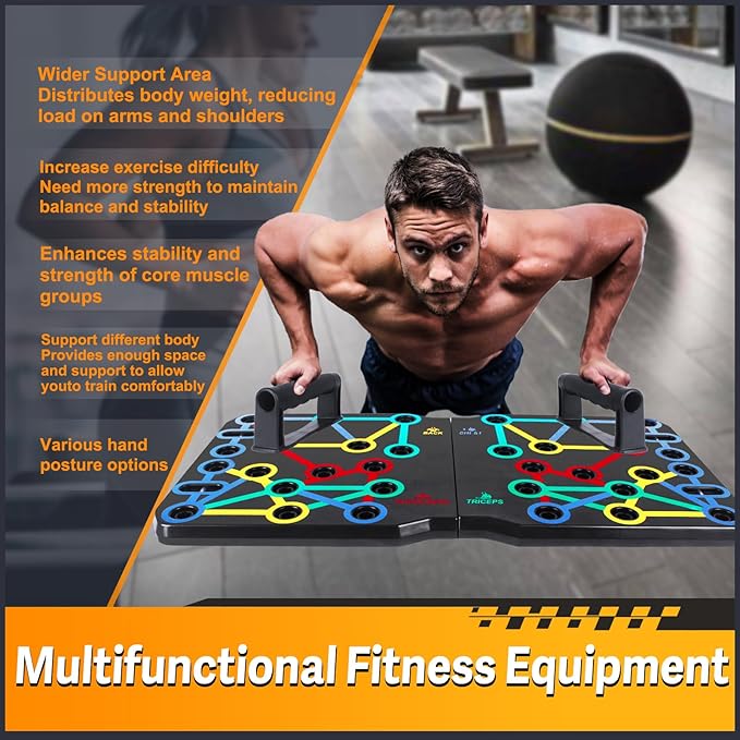 AERLANG 26.2" x 13.8" Extra Large Push Up Board, Portable 30-in-2 Workout Set for Push Up, Multi-functional Pushup Stands for Strength Training, Fat Burning Push Up Bar for Home Gym, Perfect Chest Workout Equipment for Men & Women