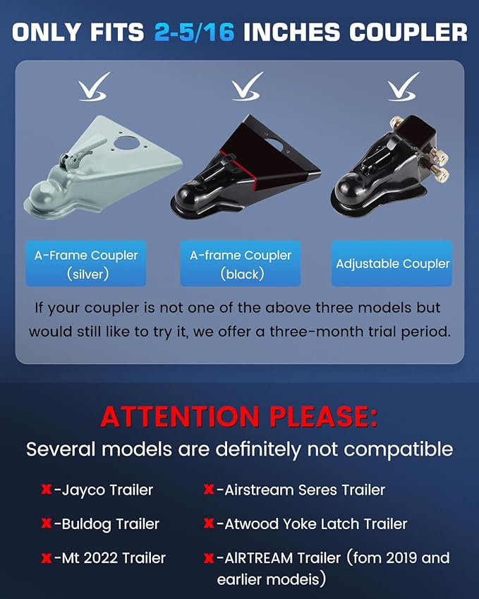 Trailer Lock Fits 2 5/16 Inch Coupler, 2025 Upgrade Heavy Duty Trailer Coupler Lock, Steel Anti-Theft Structural Trailer Hitch Lock, 2 5/16 Trailer Hitch for Travel Trailers, Boats, Trucks, RV