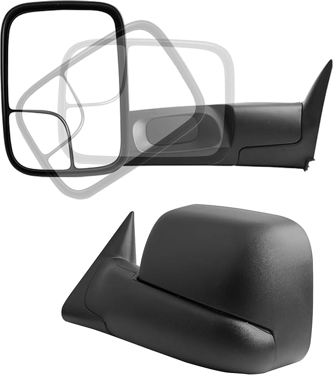 DWVO Towing Mirror fit 94-97 Dodge Ram 1500 2500 3500, Tow Mirrors with Power Adjusted Plane Mirror, Manual Flip Up Left+Right