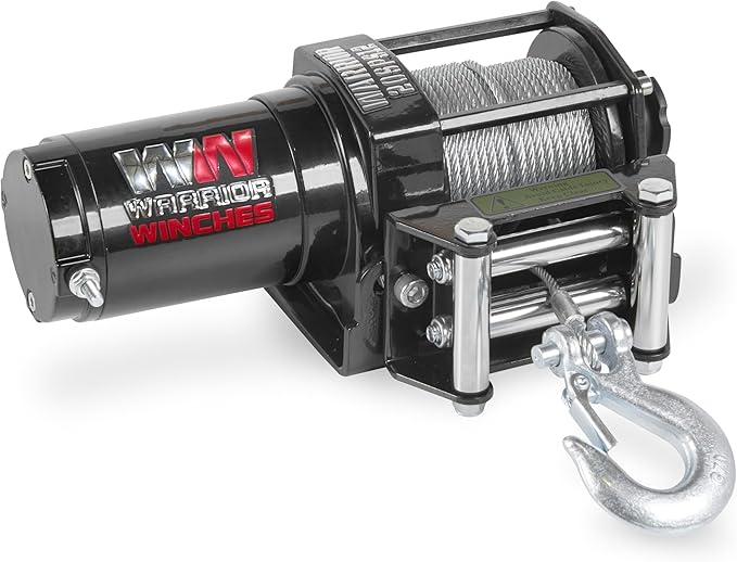 Warrior Winches Ninja 2000 lbs - Premium 12V Electric ATV/UTV Winch with Steel Cable, Compact and Powerful 12 Volt ATV Winch - Comes with Wireless Remote - Perfect for ATV, UTV, Boat, Trailer