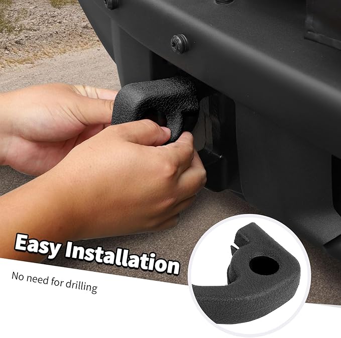 Jimen Fit for Ford Bronco 2021-2024, 2PCS Front Bumper Tow Hook Covers Protector Exterior Accessories (Black)